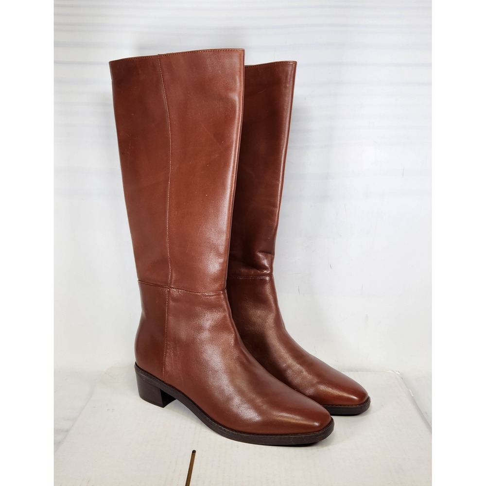 Easy Spirit Loretta Boots Women Size 9 Medium Brown Leather Tall Block Heel